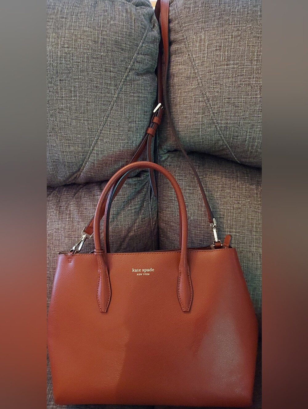 Kate Spade Burnt Orange Leather Satchel with Detachable Strap